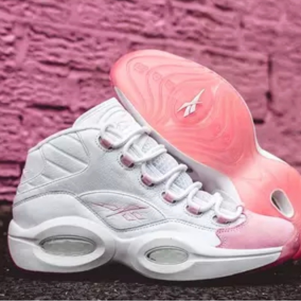 Baby Pink Reebok Question Mid Sneaker- Men’s Size 6.5 Women’s Size 8
